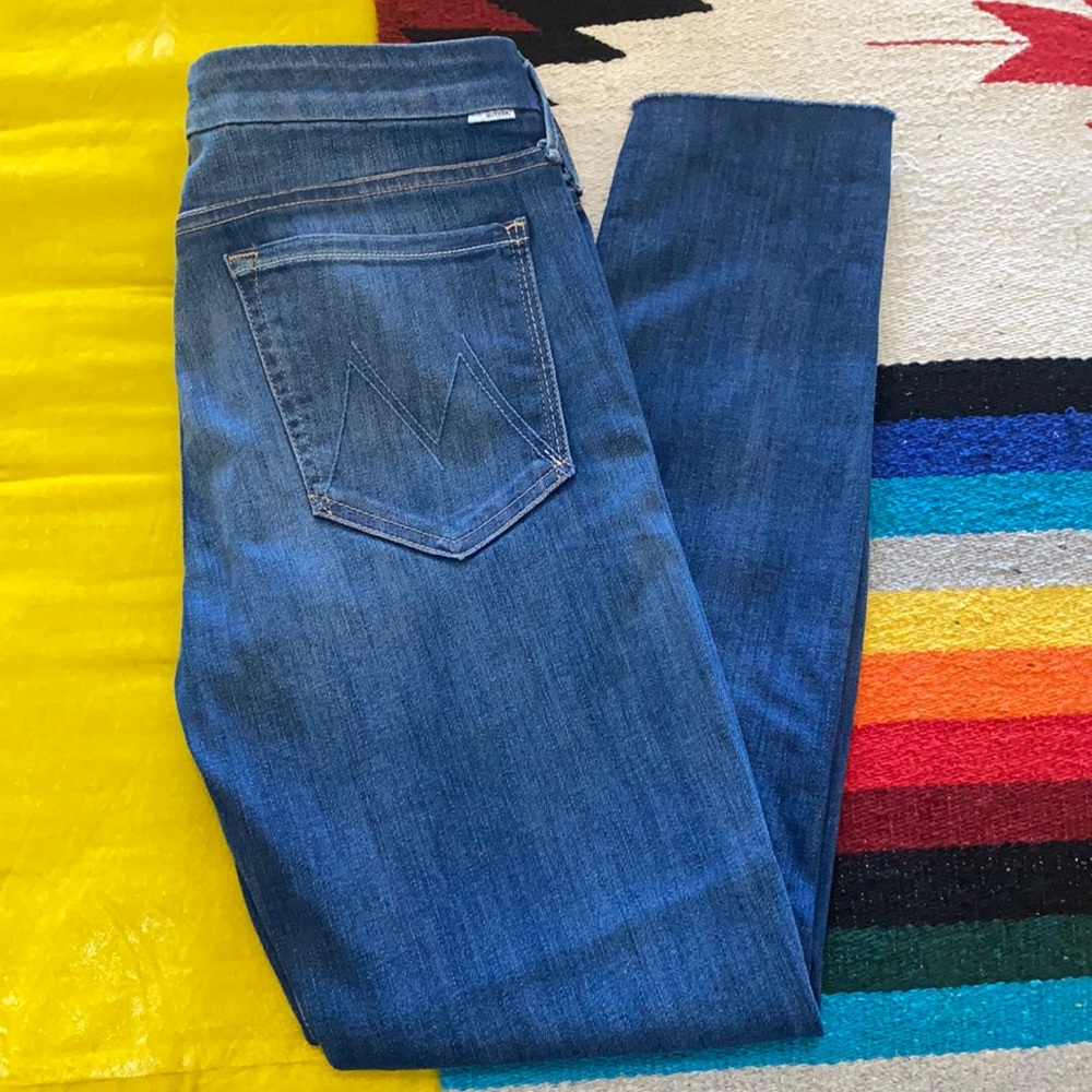 Mother Looker Ankle Fray Mid-Rise Skinny Jeans 30